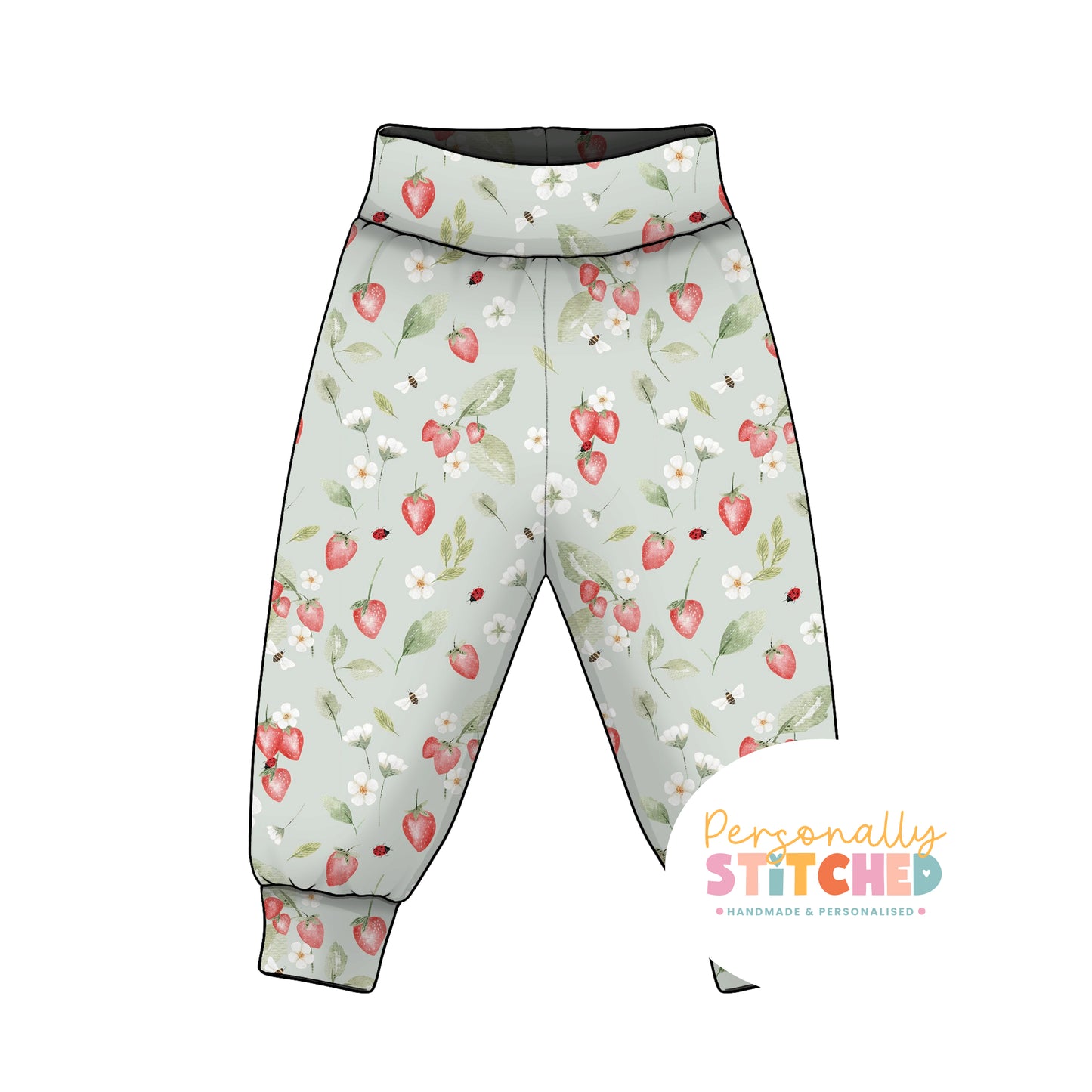 Strawberry Meadow Print French Terry Relaxed Fit Contrast Waist & Cuff Joggers