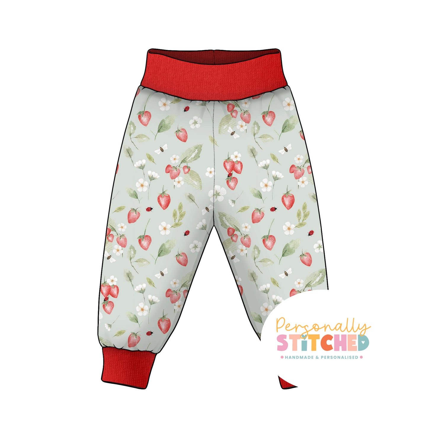 Strawberry Meadow Print French Terry Relaxed Fit Contrast Waist & Cuff Joggers