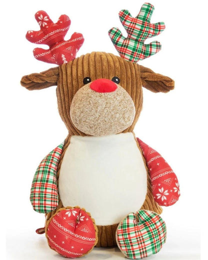 Red Tartan Reindeer | Official Cubbie Soft Toy | Personalised