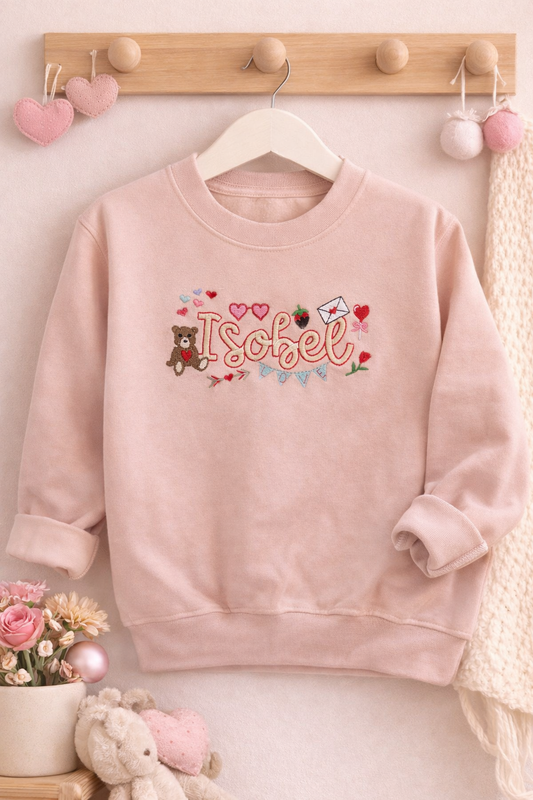 Blush Pink Valentine’s Day Personalised Embroidered Sweatshirt