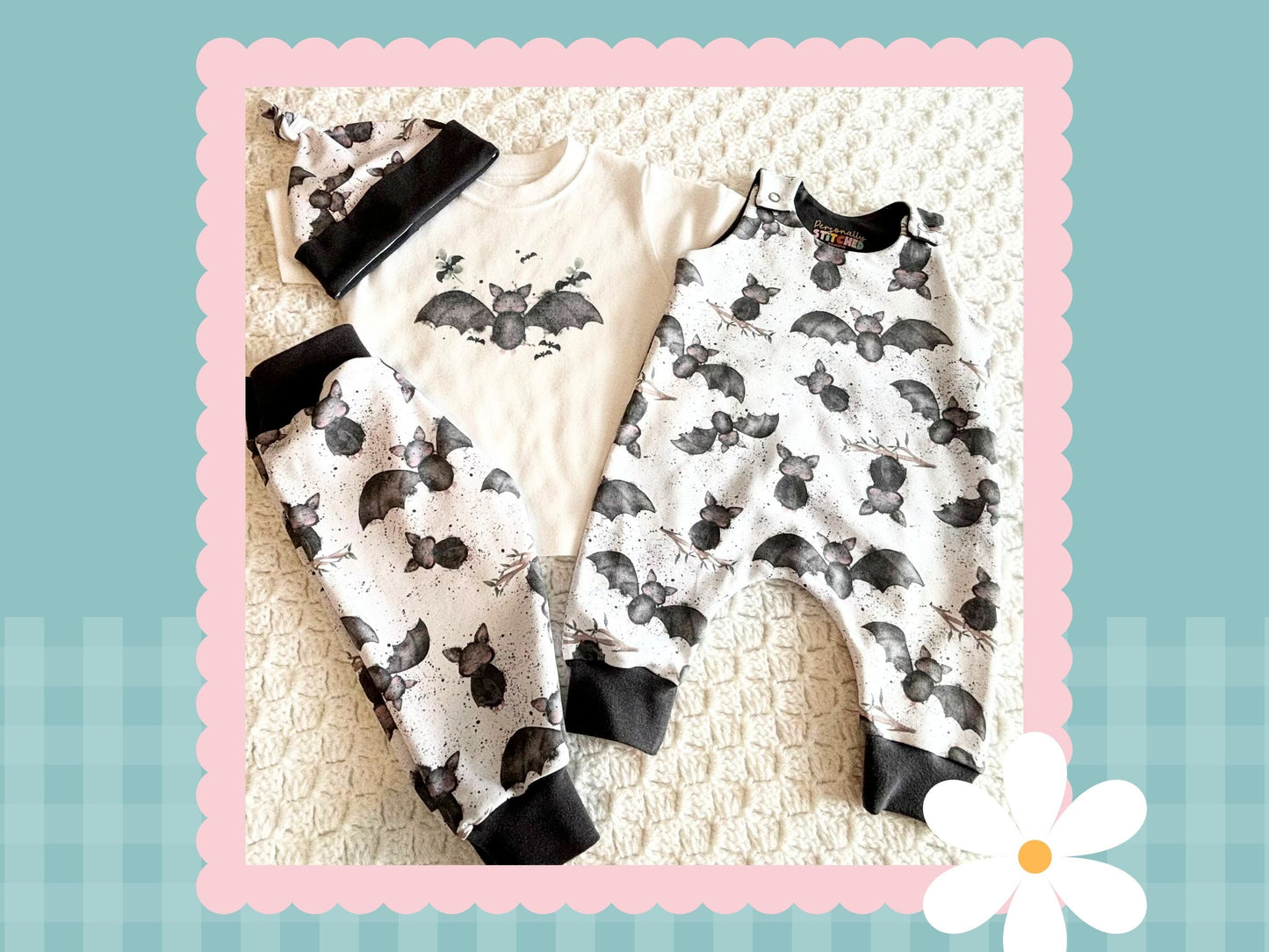 Handmade Bat Splats Print Playful Romper