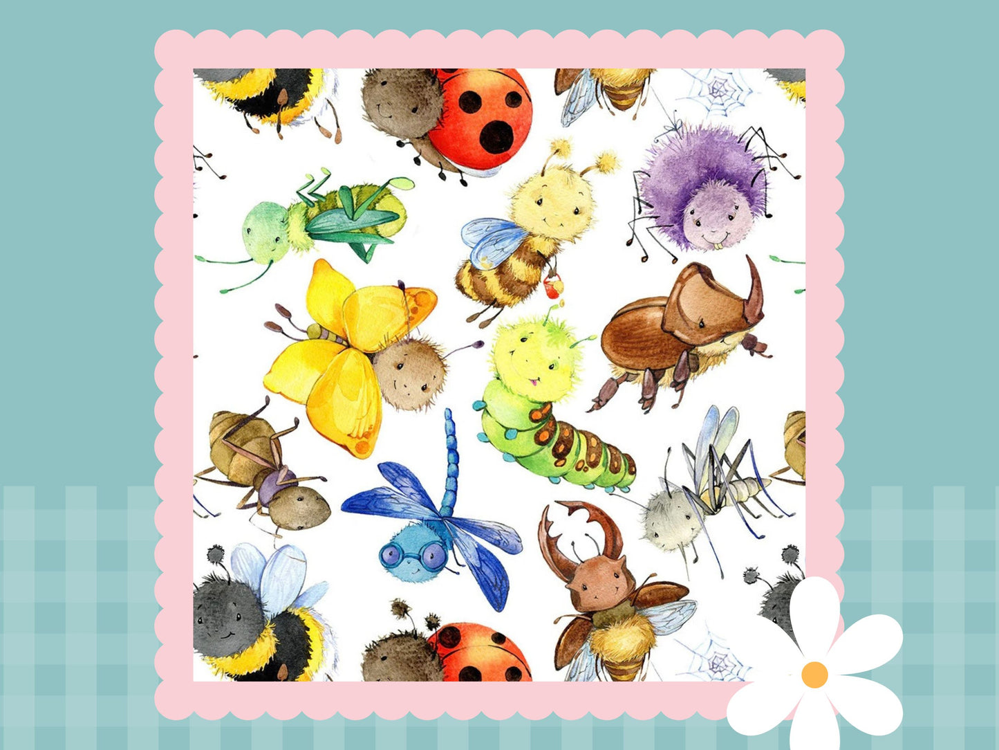 Happy Bugs Print Handmade Baby Blanket