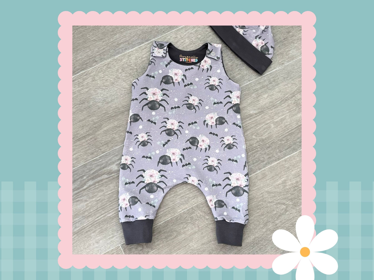 Handmade Floral Spiders Print Playful Romper