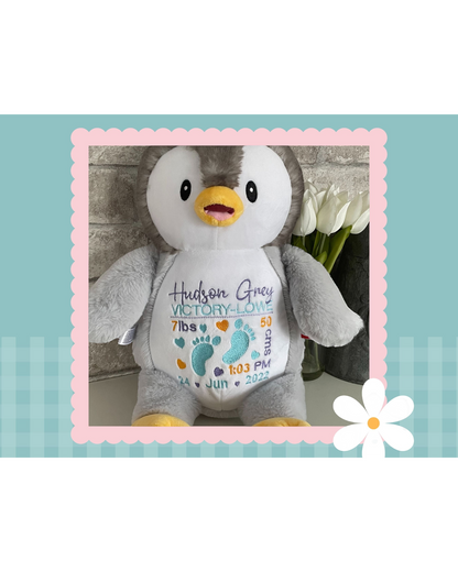 Bingle Grey Penguin | Official Cubbie Soft Toy | Personalised