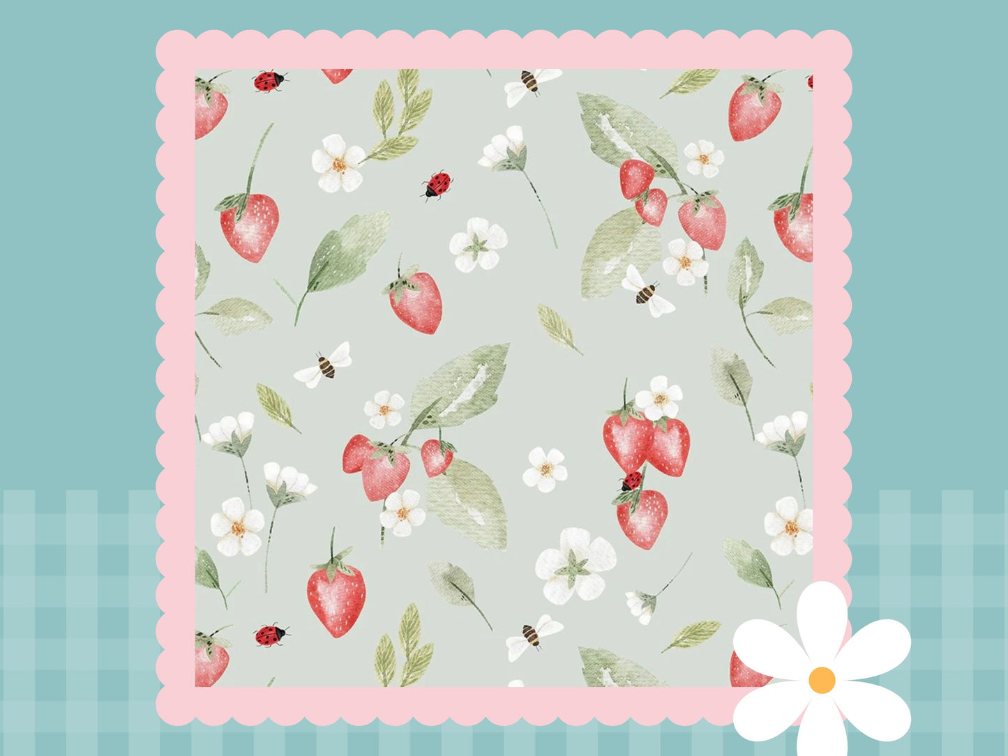 Strawberry Meadow Print Handmade Baby Blanket