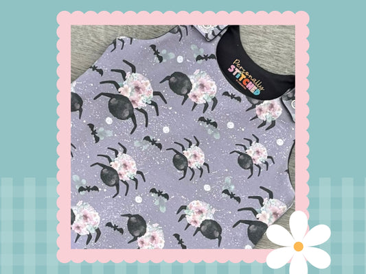 Handmade Floral Spiders Print Playful Romper