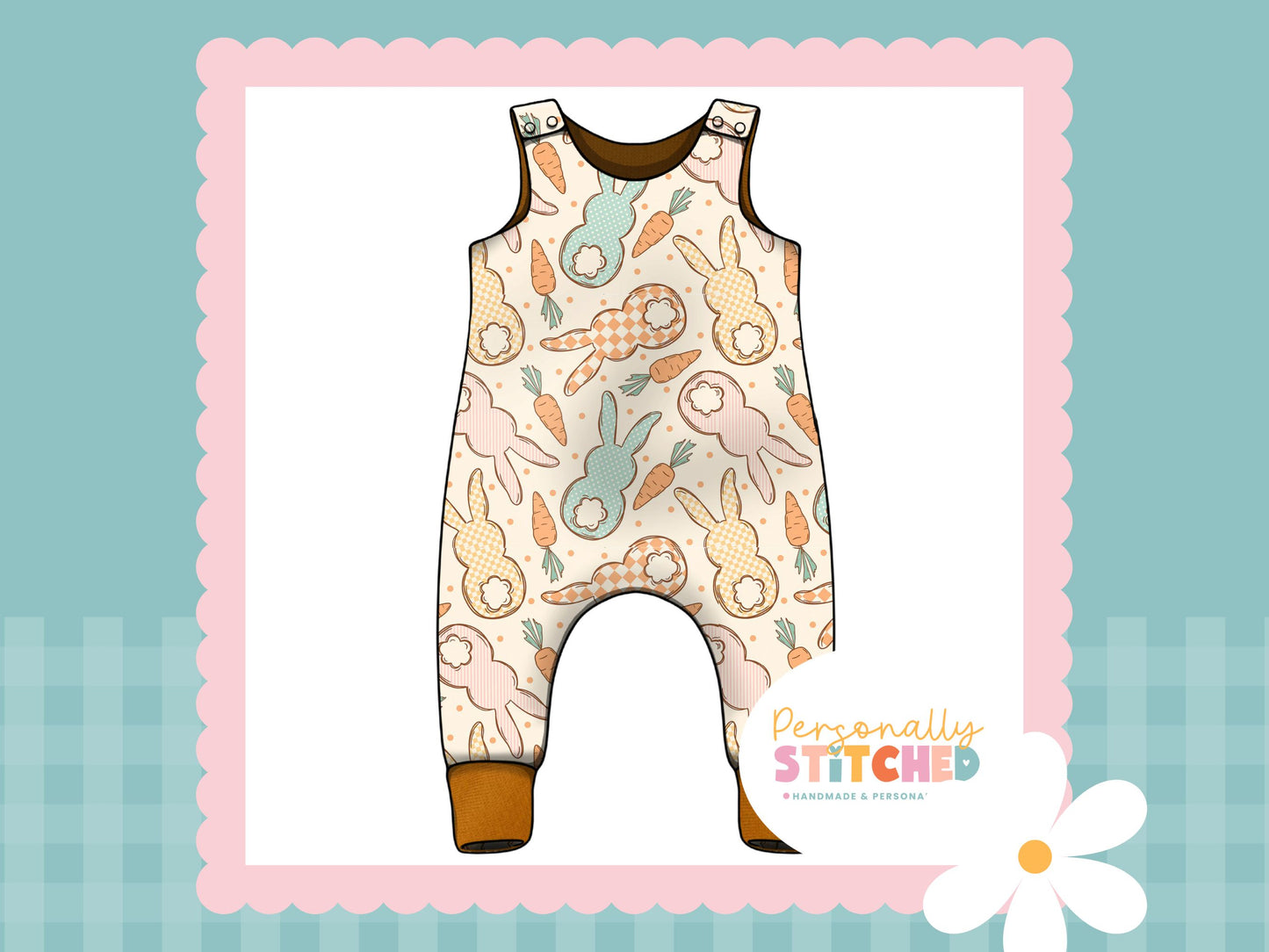 Cottage Bunnies Mint - French Terry Romper