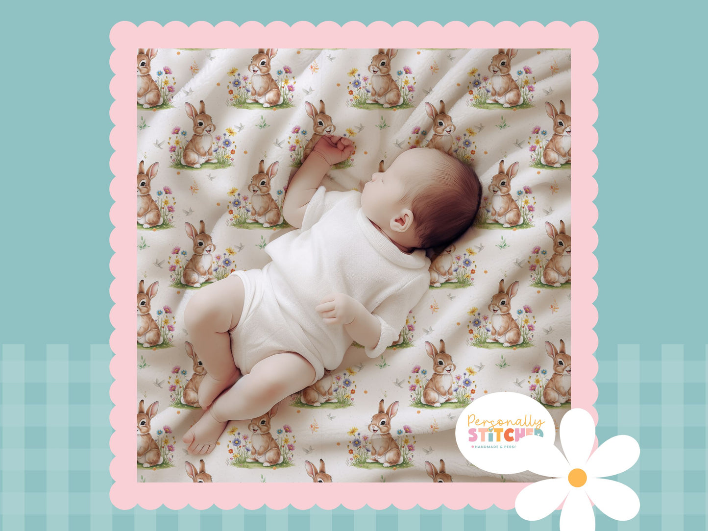 Exclusive Colour Cutie Rabbit Print Handmade Baby Blanket