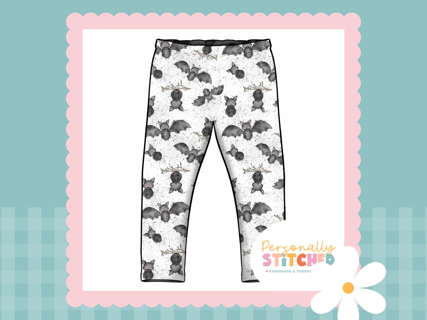 Bat Splats Print French Terry Classic Leggings (Handmade To Order)