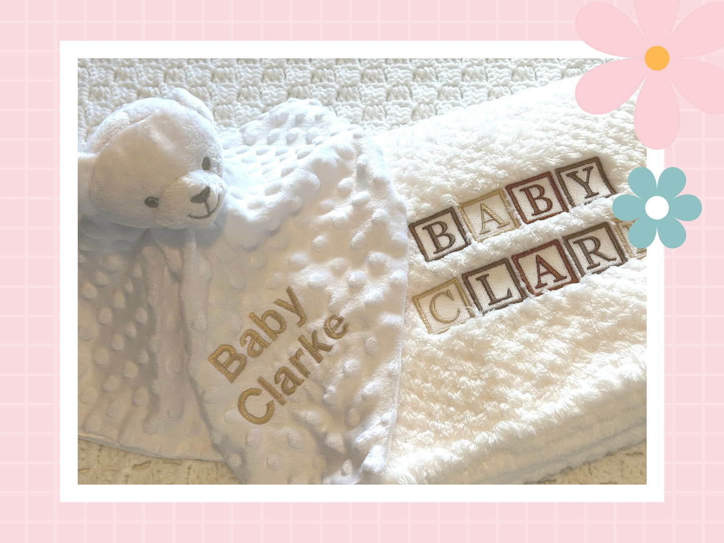 Baby Blocks Embroidered Baby Blanket