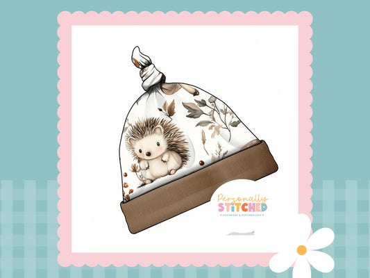 Exclusive Hedgehog Print Handmade Tie Knot Baby Hat