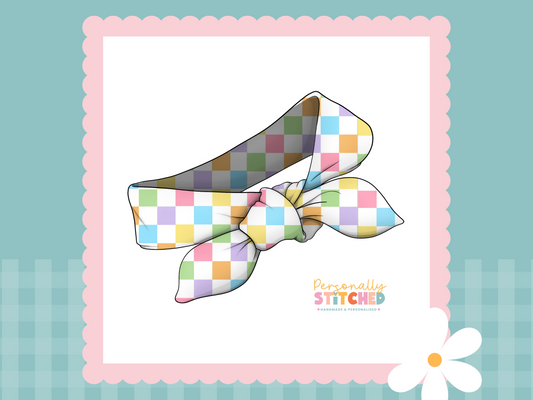 Pastel Check Print Tiny Knot Headband