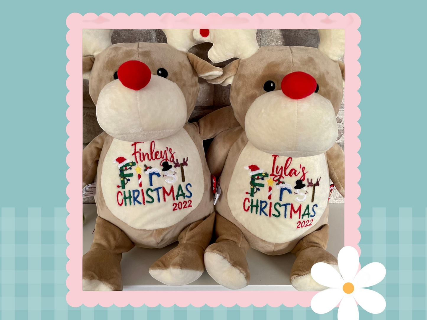 Red Nose Taupe Reindeer | Official Cubbie Soft Toy | Personalised