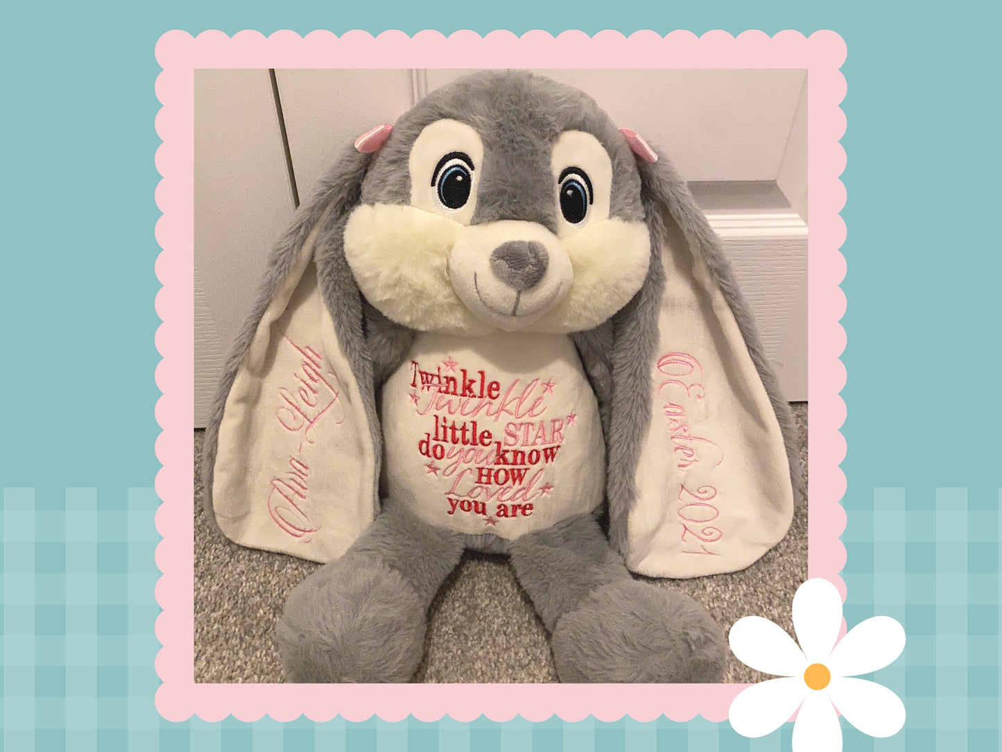 'Harvey' Grey Personalised Bunny