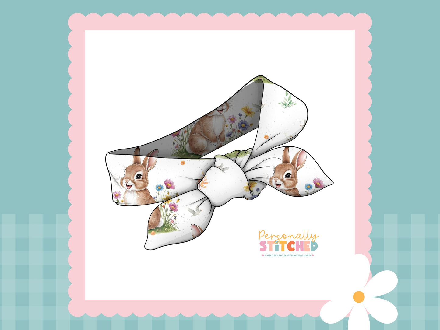 Exclusive Colour Cutie Rabbit Print Handmade Tiny Knot Headband