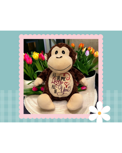 Huggles Brown Monkey | Official Cubbie Soft Toy | Personalised