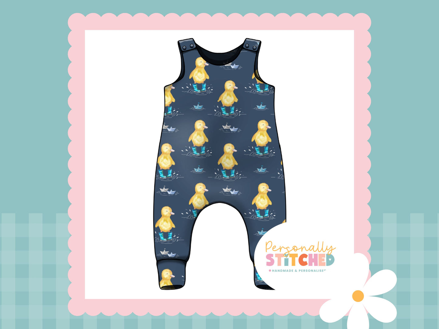 Buddy Duck French Terry Romper (Handmade To Order)