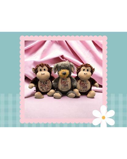 Huggles Brown Monkey | Official Cubbie Soft Toy | Personalised