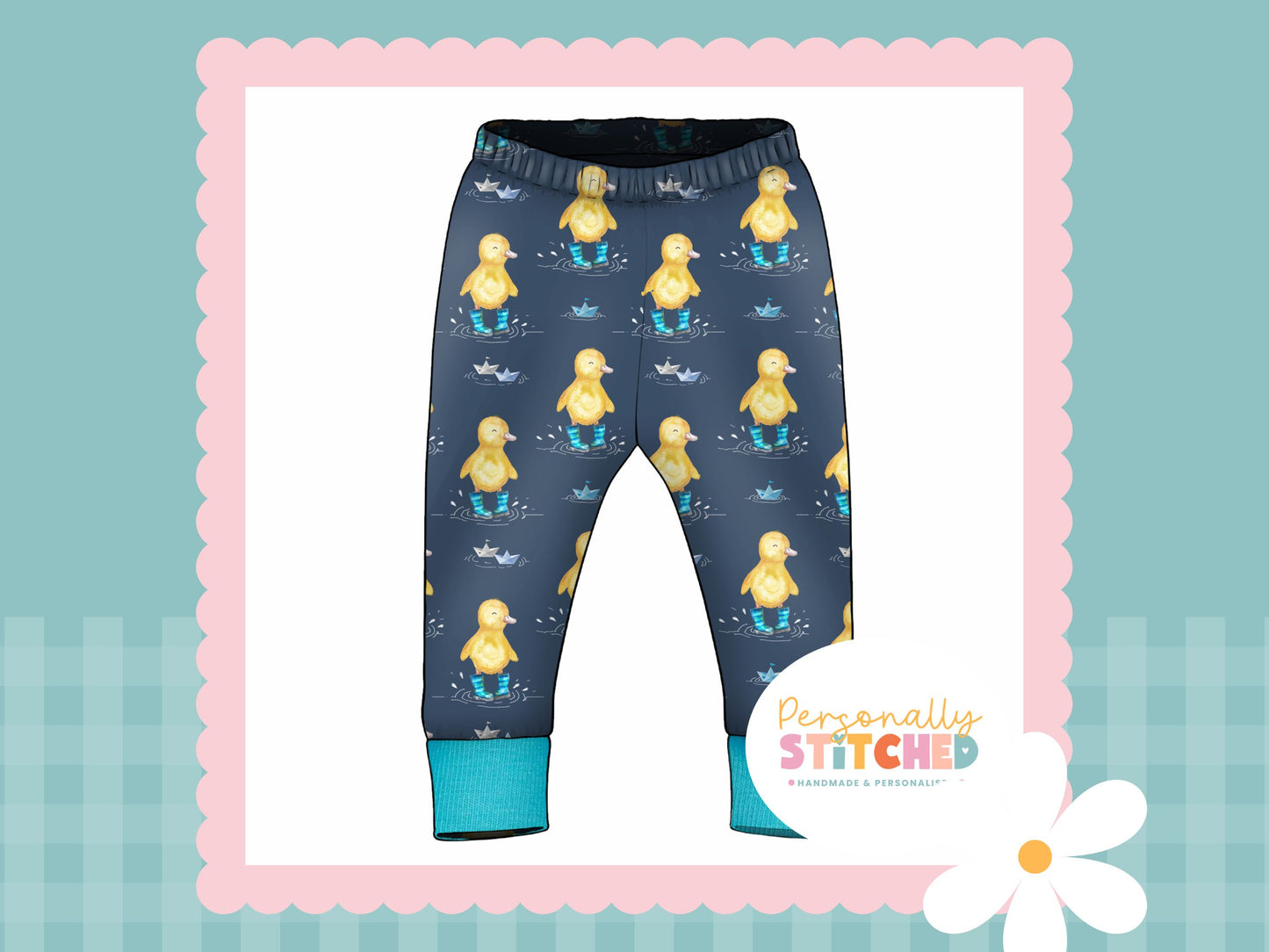 Buddy Duck Print French Terry Cuff Leggings