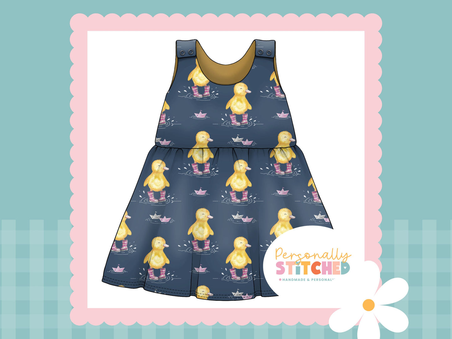 Bianca Duck Print French Terry Blossom Dress (Handmade To Order)