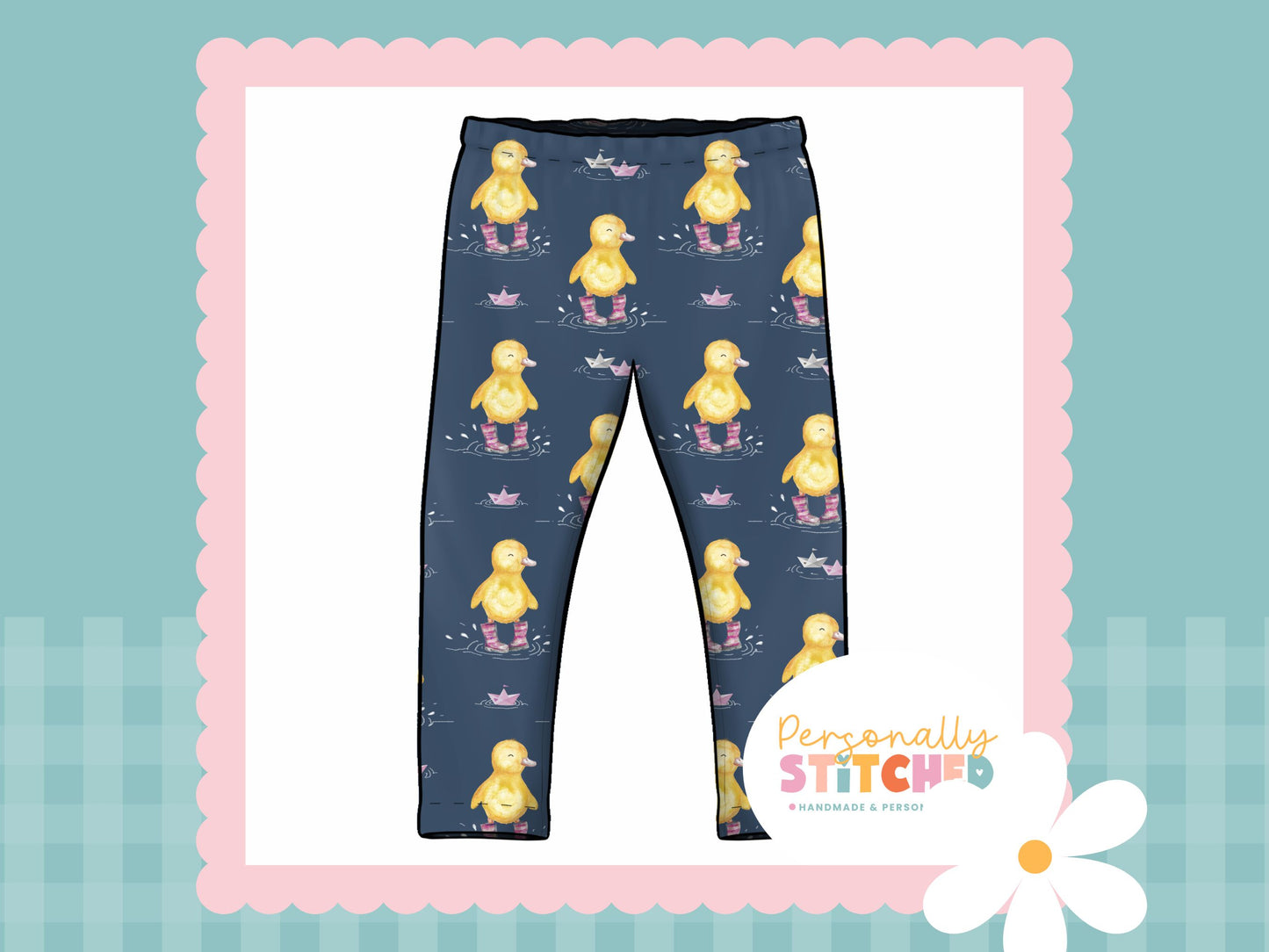 Bianca Duck Print French Terry Classic Leggings (Handmade To Order)