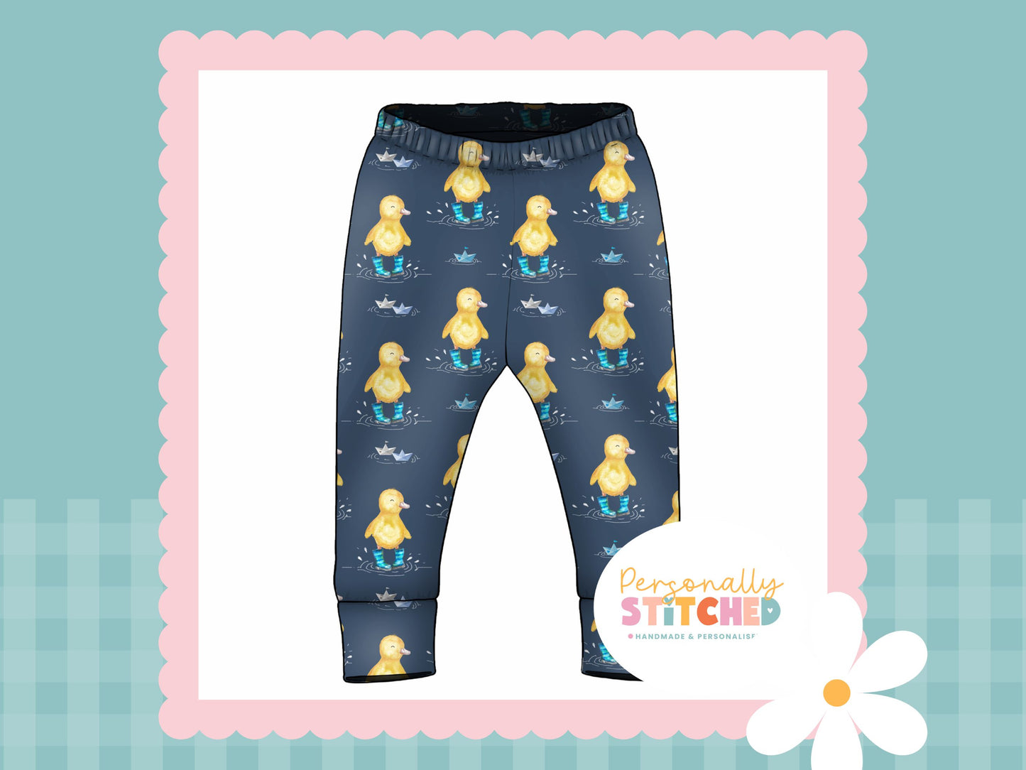 Buddy Duck Print French Terry Cuff Leggings