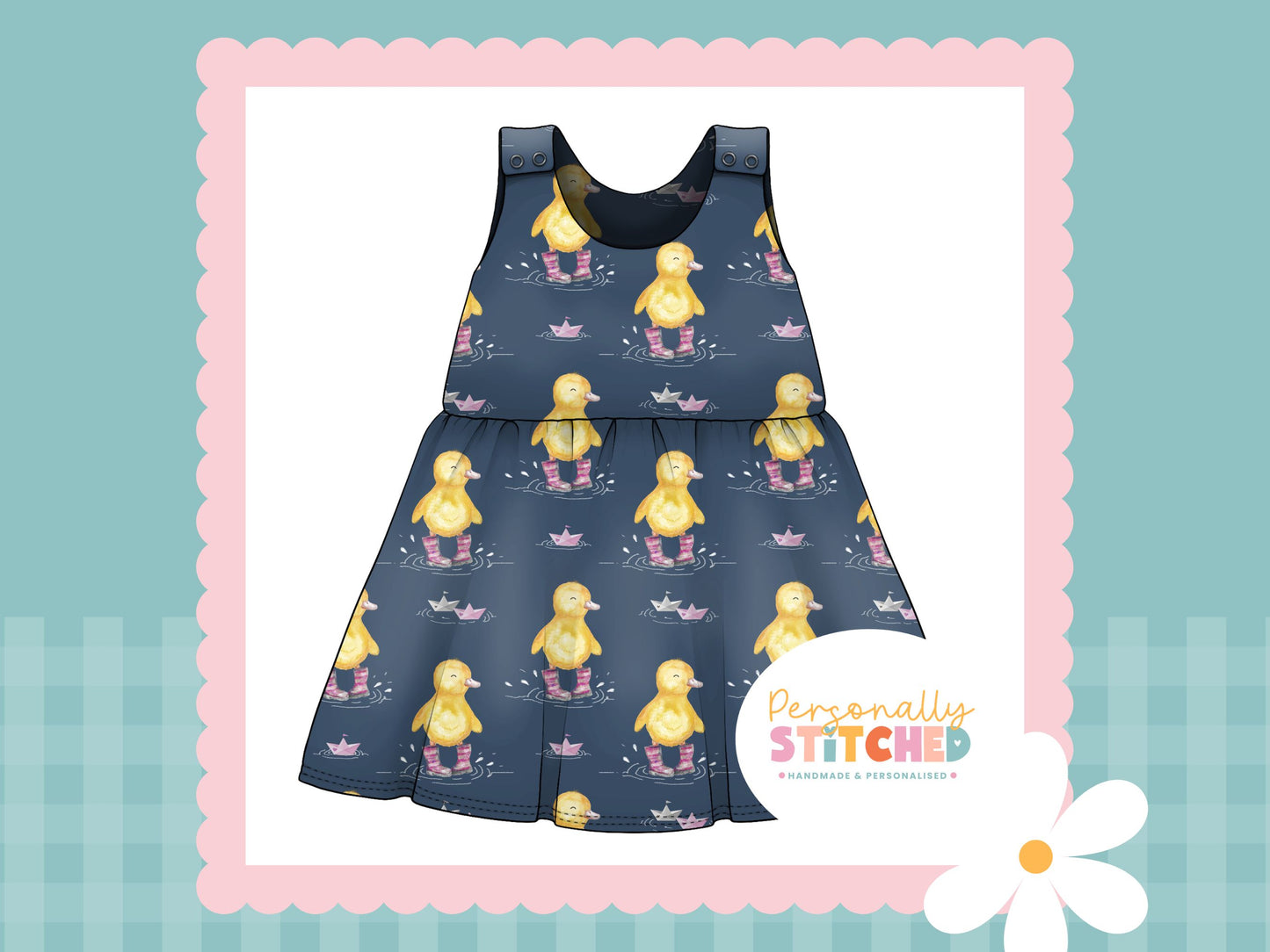 Bianca Duck Print French Terry Blossom Dress (Handmade To Order)