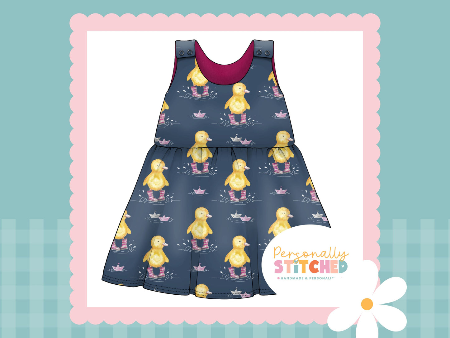 Bianca Duck Print French Terry Blossom Dress (Handmade To Order)