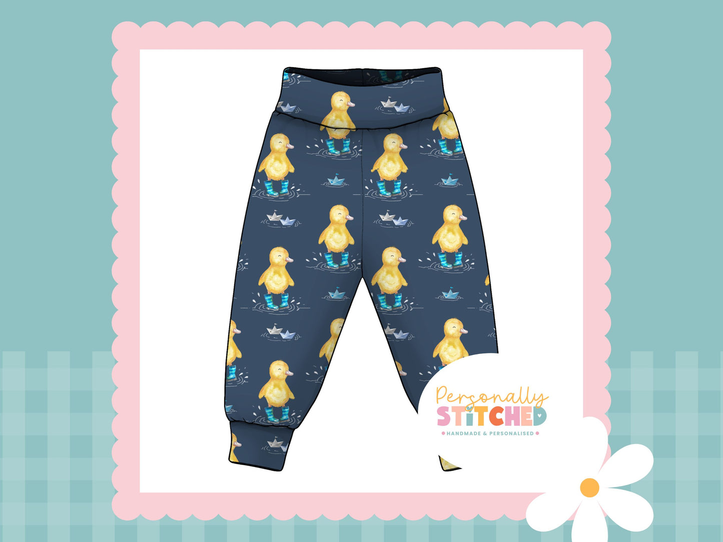 Buddy Duck Print French Terry Relaxed Fit Contrast Waist & Cuff Joggers