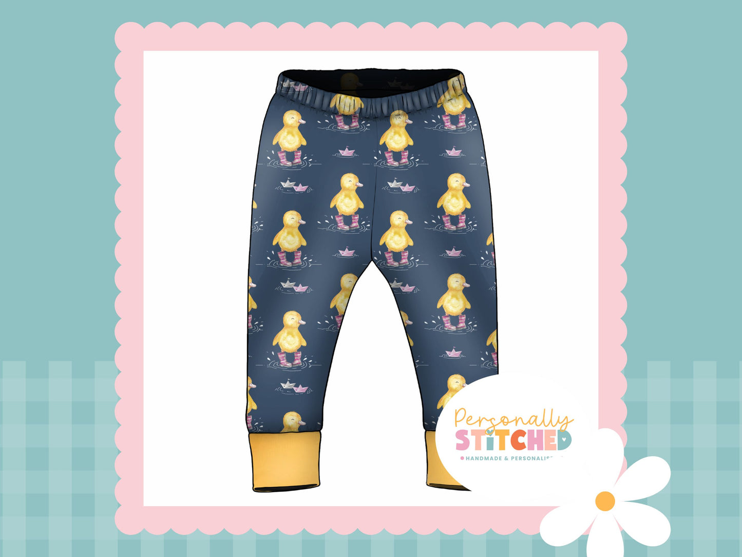 Bianca Duck Print French Terry Cuff Leggings