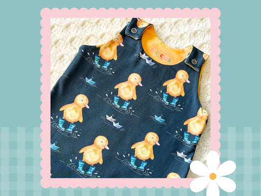 Handmade Buddy Duck Print Playful Romper