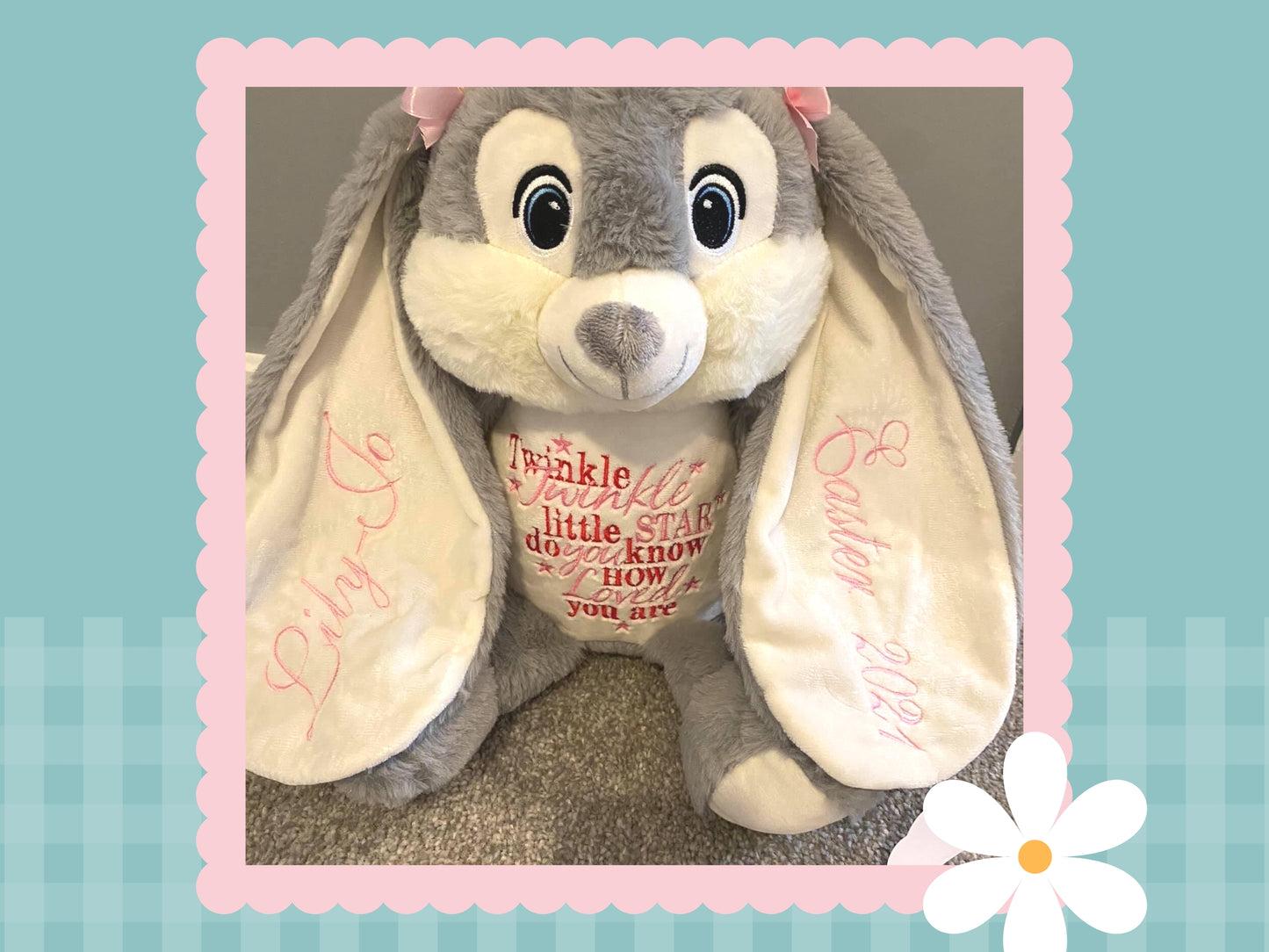 'Harvey' Grey Personalised Bunny