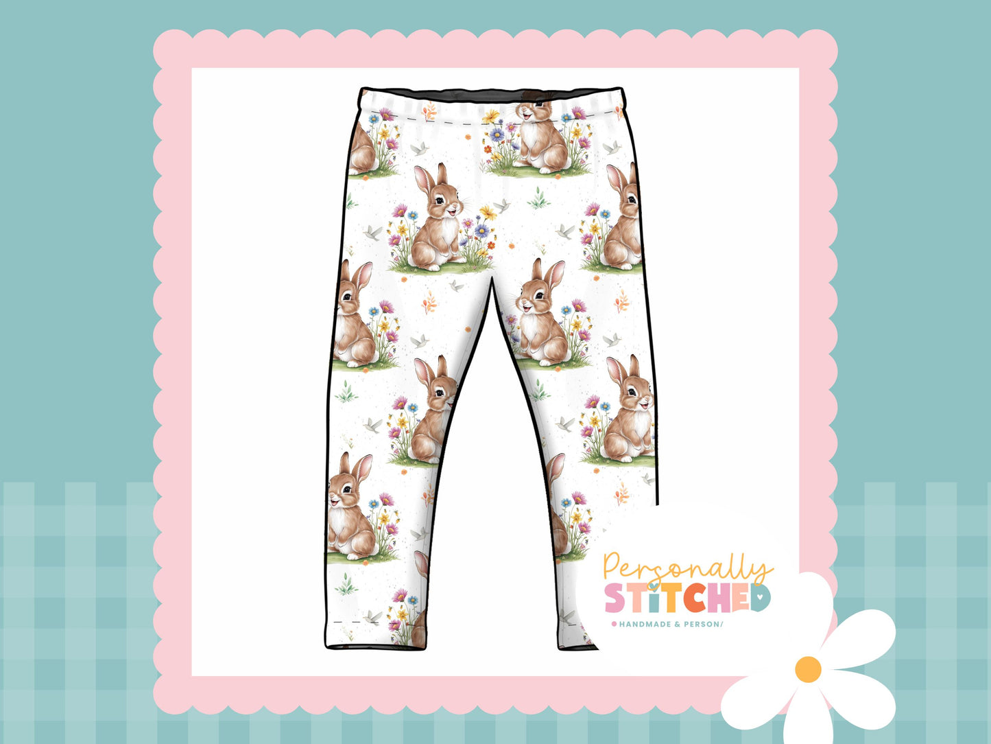 Exclusive Colour Cutie Rabbit Print French Terry Classic Leggings