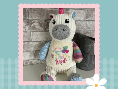 Rainbow Frost Unicorn | Official Cubbie Soft Toy | Personalised