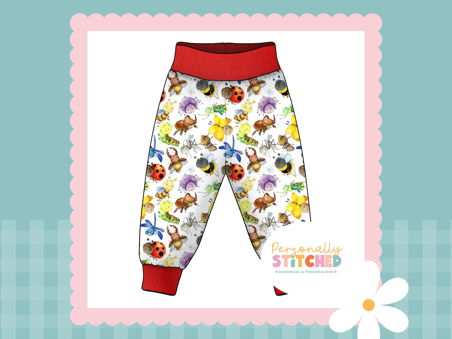 Happy Bugs Print French Terry Relaxed Fit Yoga Waist & Cuff Joggers