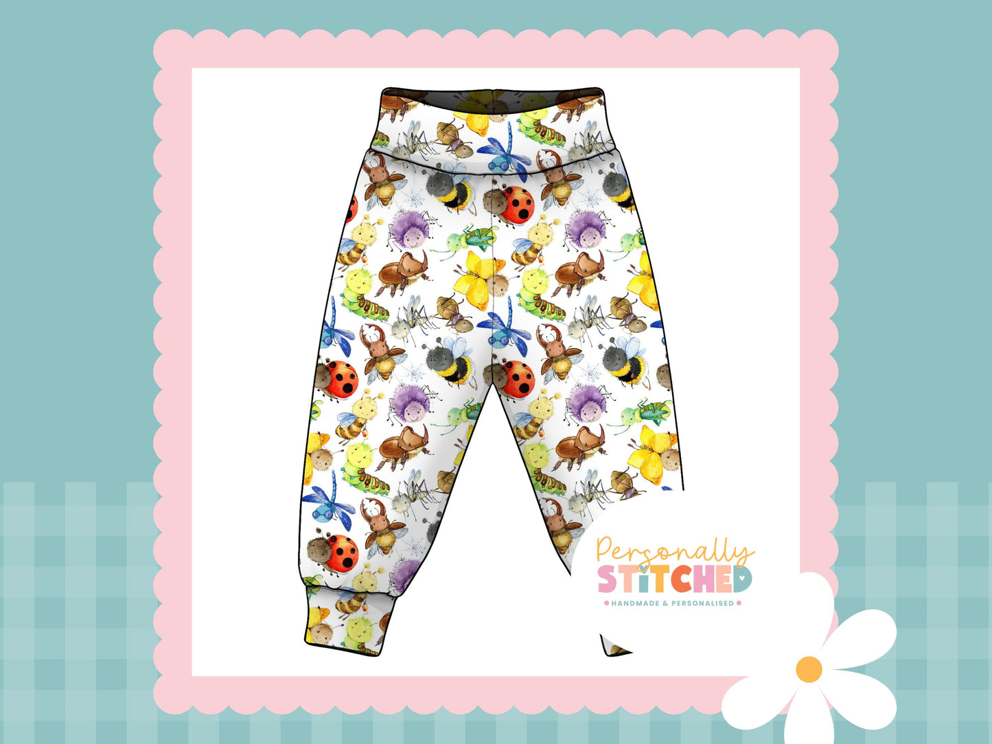 Happy Bugs Print French Terry Relaxed Fit Yoga Waist & Cuff Joggers