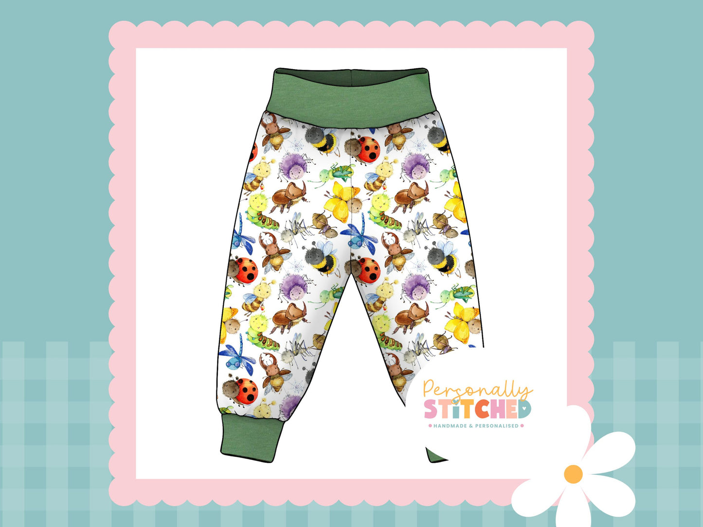 Happy Bugs Print French Terry Relaxed Fit Yoga Waist & Cuff Joggers