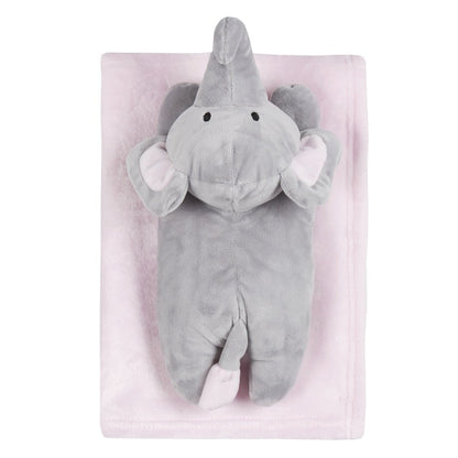 Personalised Plush Blanket With Elephant Toy Embroidered