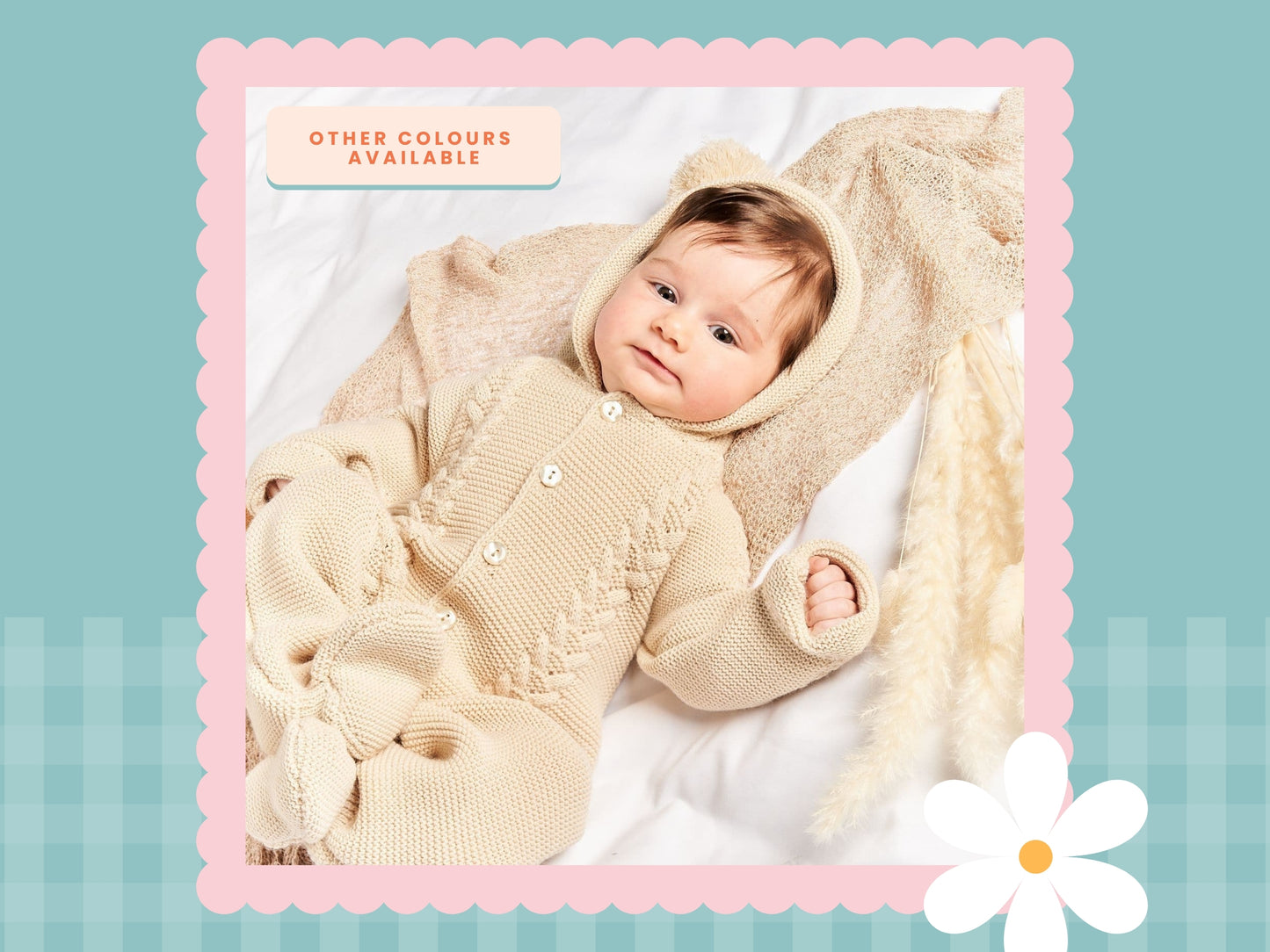 Hooded Cable Knit Pramsuit (ONLY TAUPE LEFT IN STOCK)