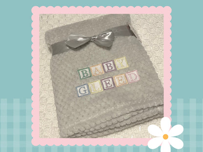 Personalised Baby Blocks Blanket | Embroidered
