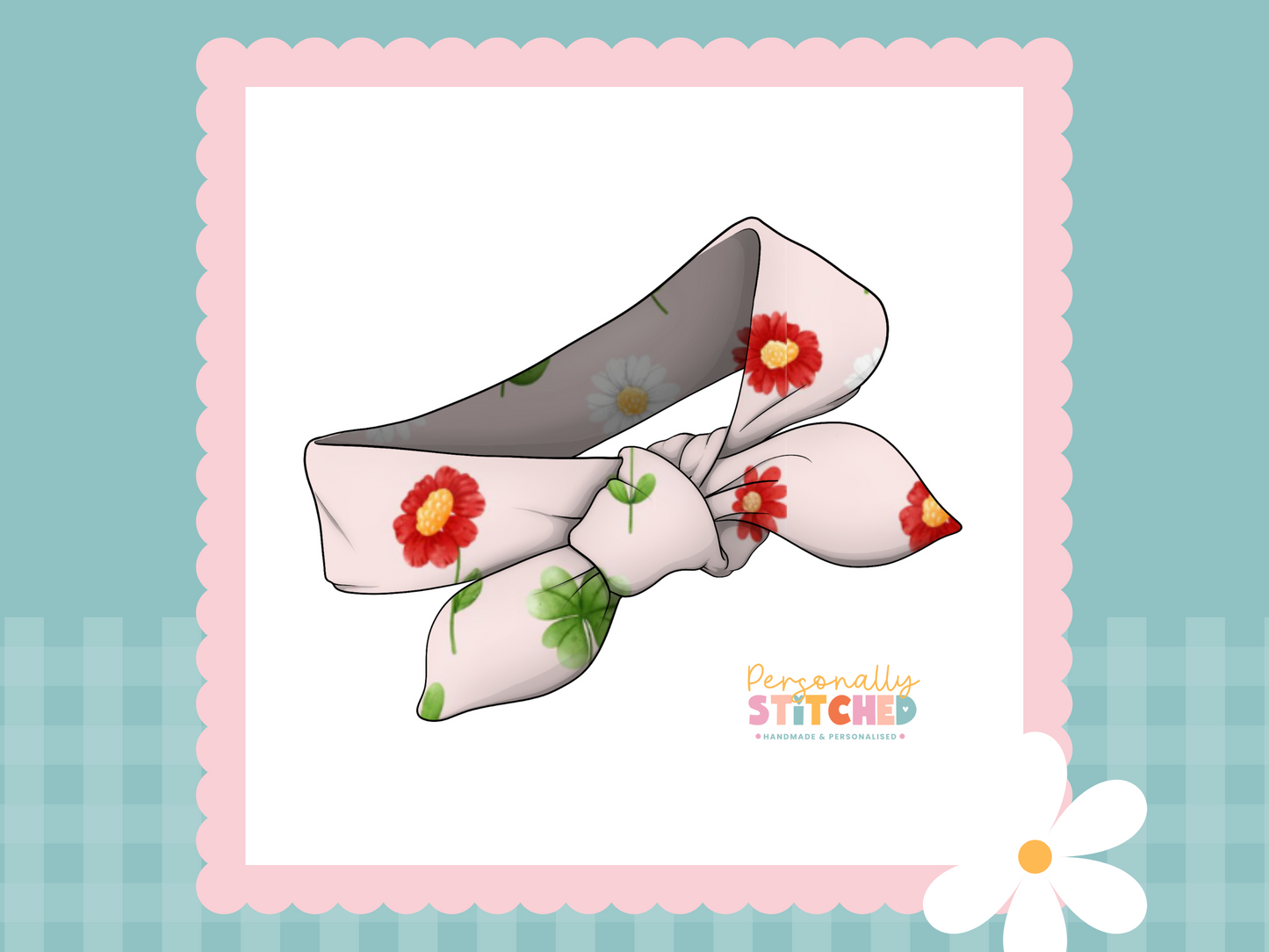 Ladybird Flowers Print Tiny Knot Headband