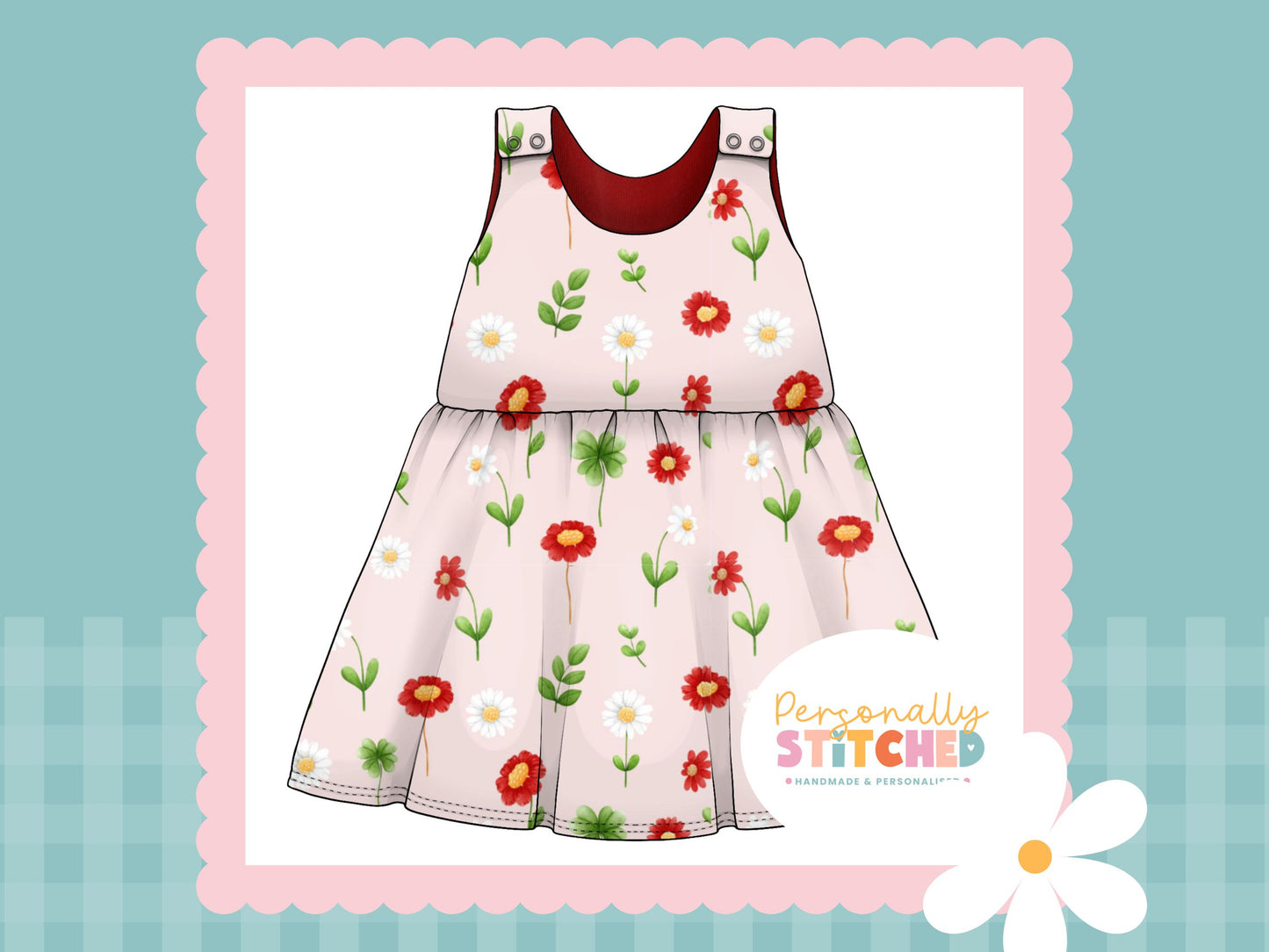 Ladybird Flowers Print French Terry Blossom Dress (Handmade To Order)