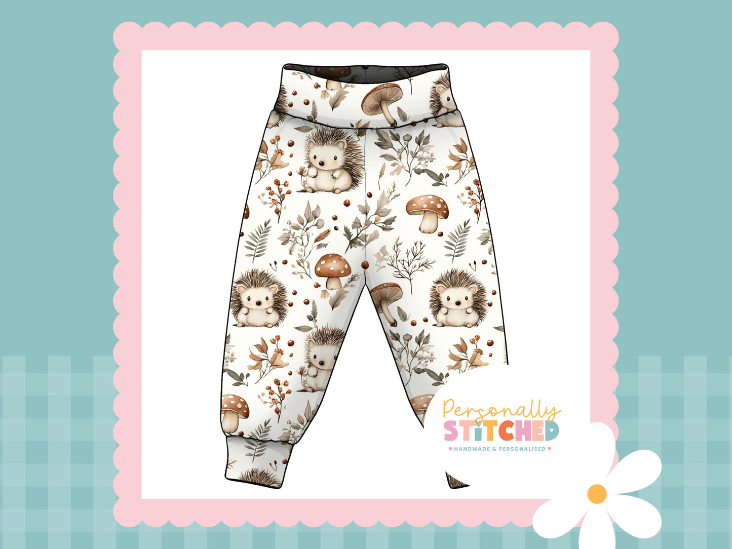 Exclusive Hedgehog Print French Terry Relaxed Fit Yoga Waist & Cuff Joggers