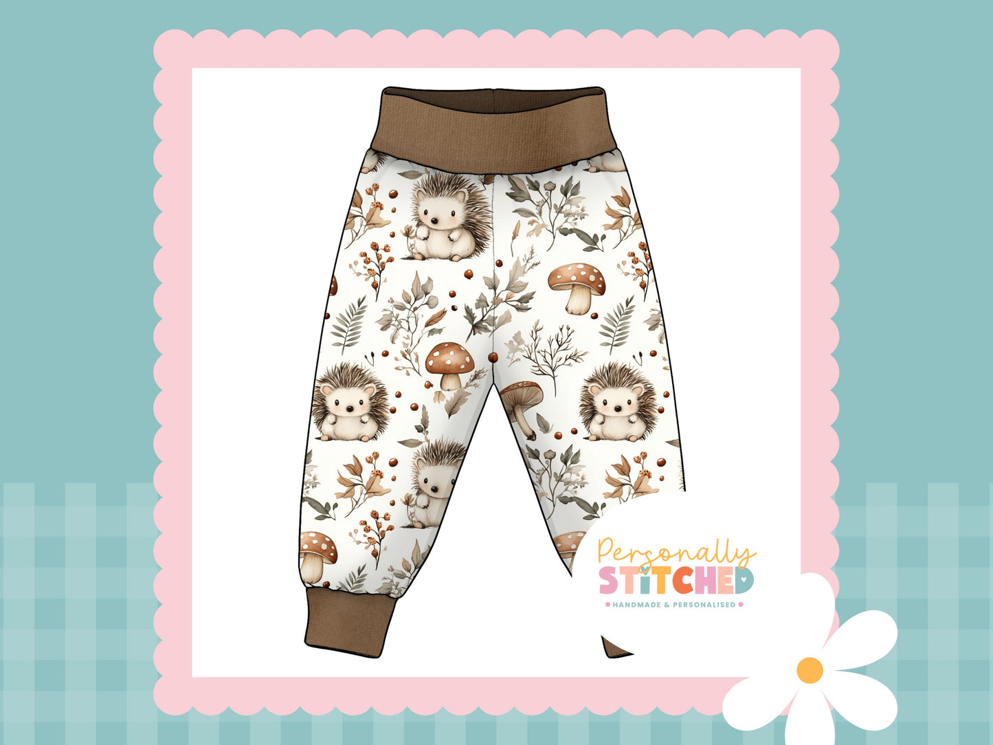 Exclusive Hedgehog Print French Terry Relaxed Fit Yoga Waist & Cuff Joggers