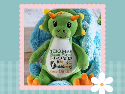 Sir Monty Green Dinosaur | Official Cubbies Soft Toy | Personalised