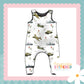 Vintage Military Print French Terry Romper (Handmade To Order)