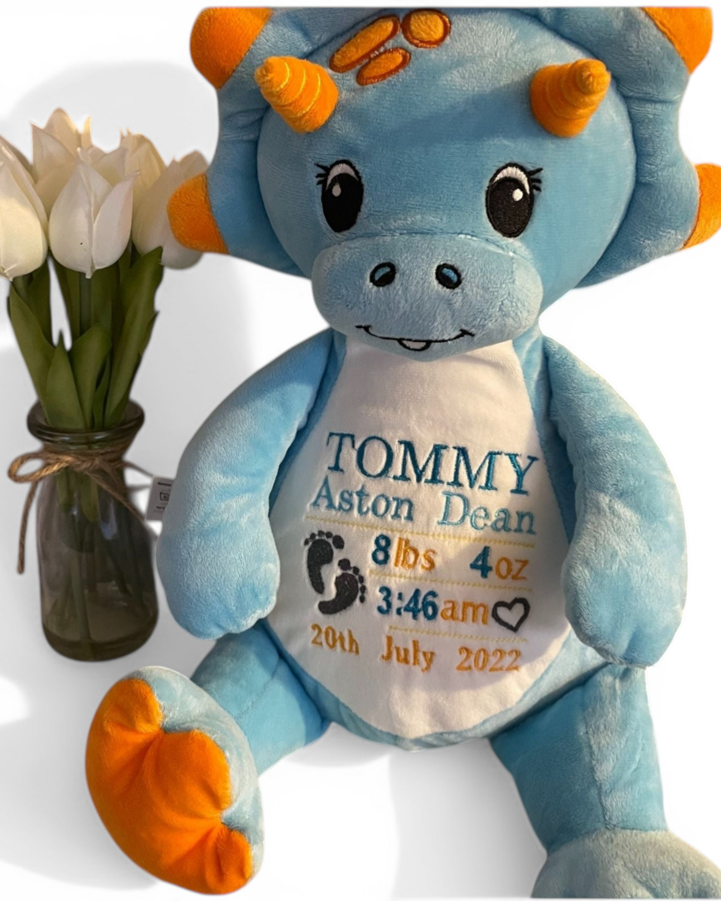 Sir Monty Blue Dinosaur | Official Cubbie Soft Toy | Personalised