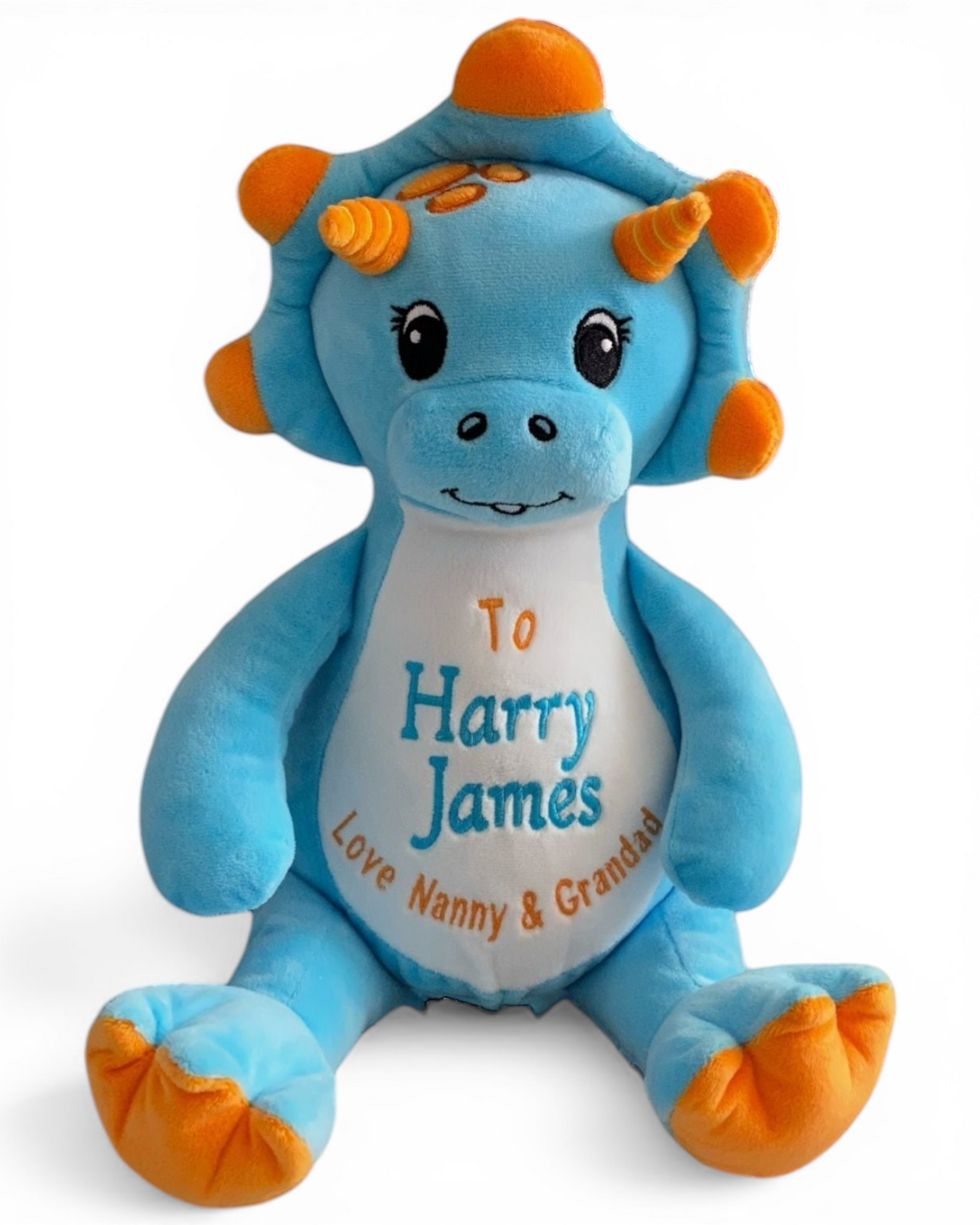 Sir Monty Blue Dinosaur | Official Cubbie Soft Toy | Personalised