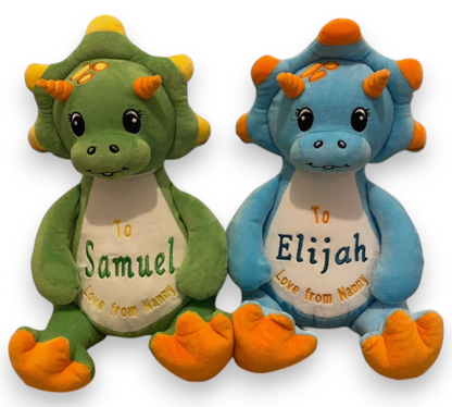 Sir Monty Blue Dinosaur | Official Cubbie Soft Toy | Personalised