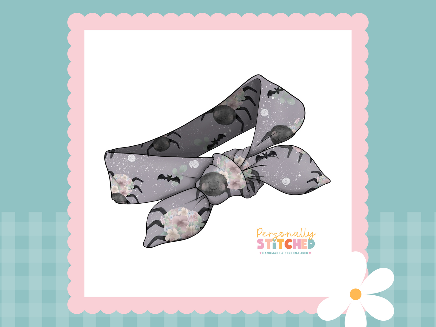 Floral Spiders Print Tiny Knot Headband